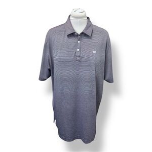 Travis Mathew Mens Golf Active Polo Shirt Purple Pinstripe Size XXL Cotton Blend